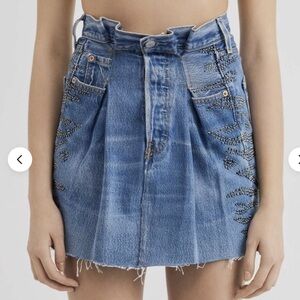 RE/DONE + ATTICO - NEW $1150 "RECONSTRUCTED" LEVIS SKIRT (SWAROVSKI CRYSTAL!) 24